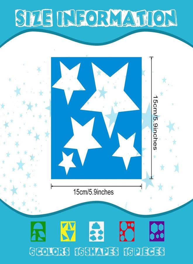 Epakh 16 Pieces Stencils for Kids Geometric Shapes Children Simple Painting Stencils Colorful Drawing Templates Art Painting for Toddlers Preschooler DIY Craft(5.9 x 5.9 Inches,Classic Style) - Image 2